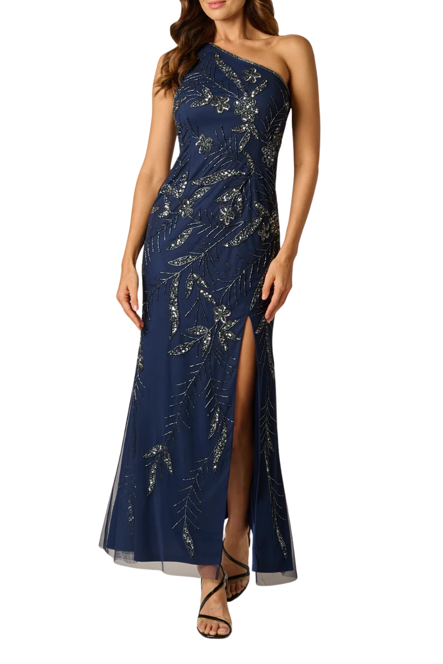 One Shoulder Mesh Gown