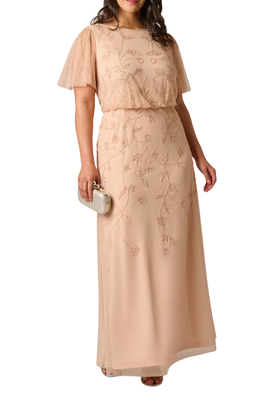 Beaded Mesh Gown