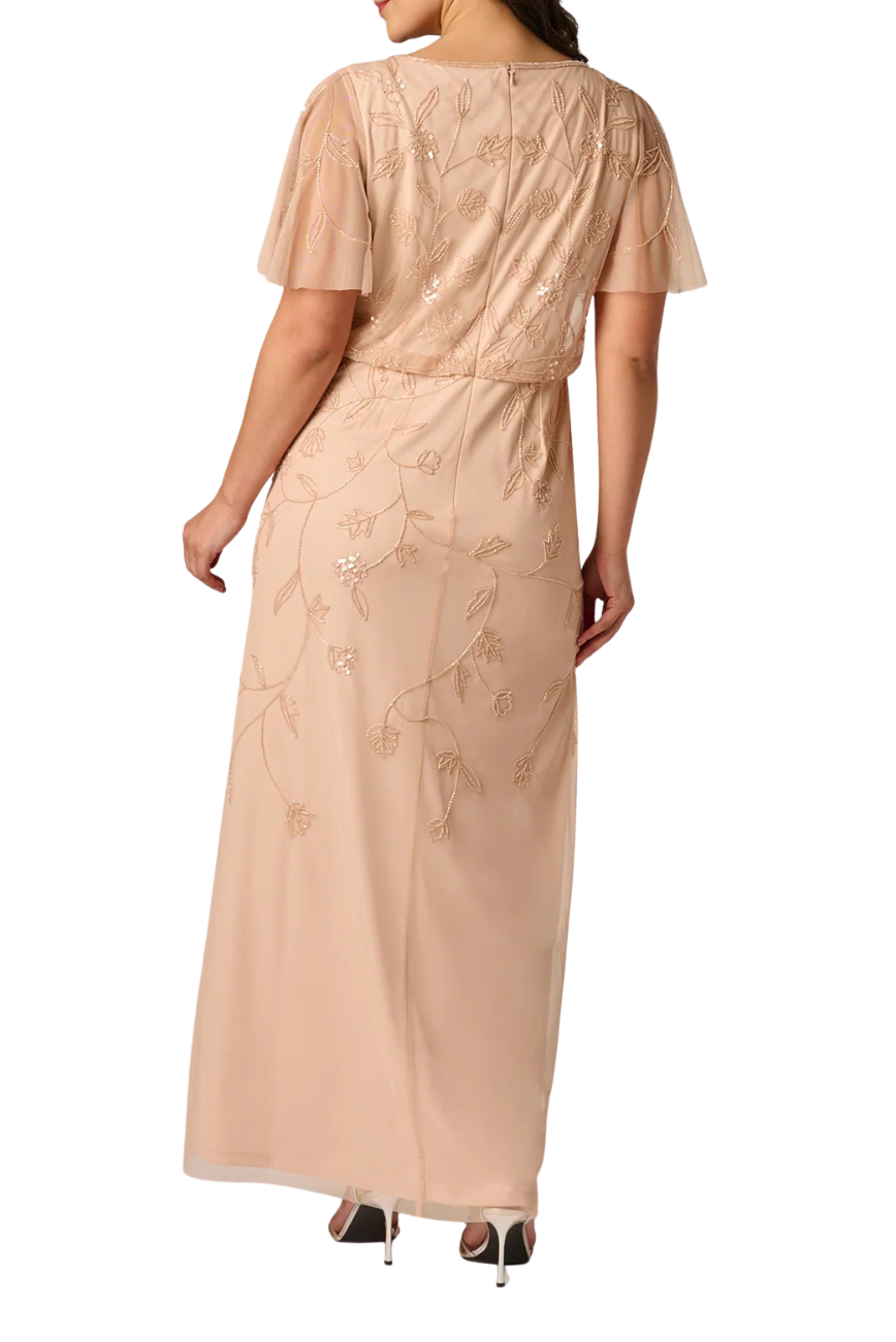 Beaded Mesh Gown