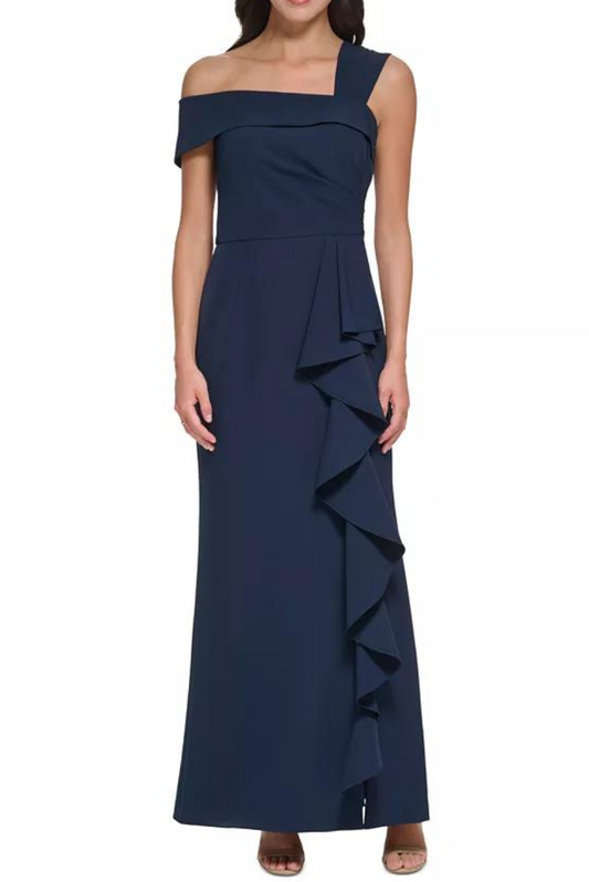 One Shoulder Ruffle Gown