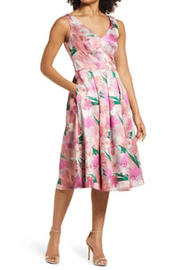 Shimmering Floral Midi Dress
