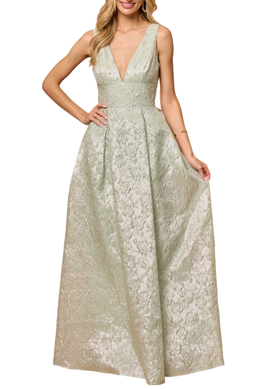 Metallic Floral Ballgown