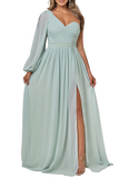 Single Sleeve One Shoulder Gown