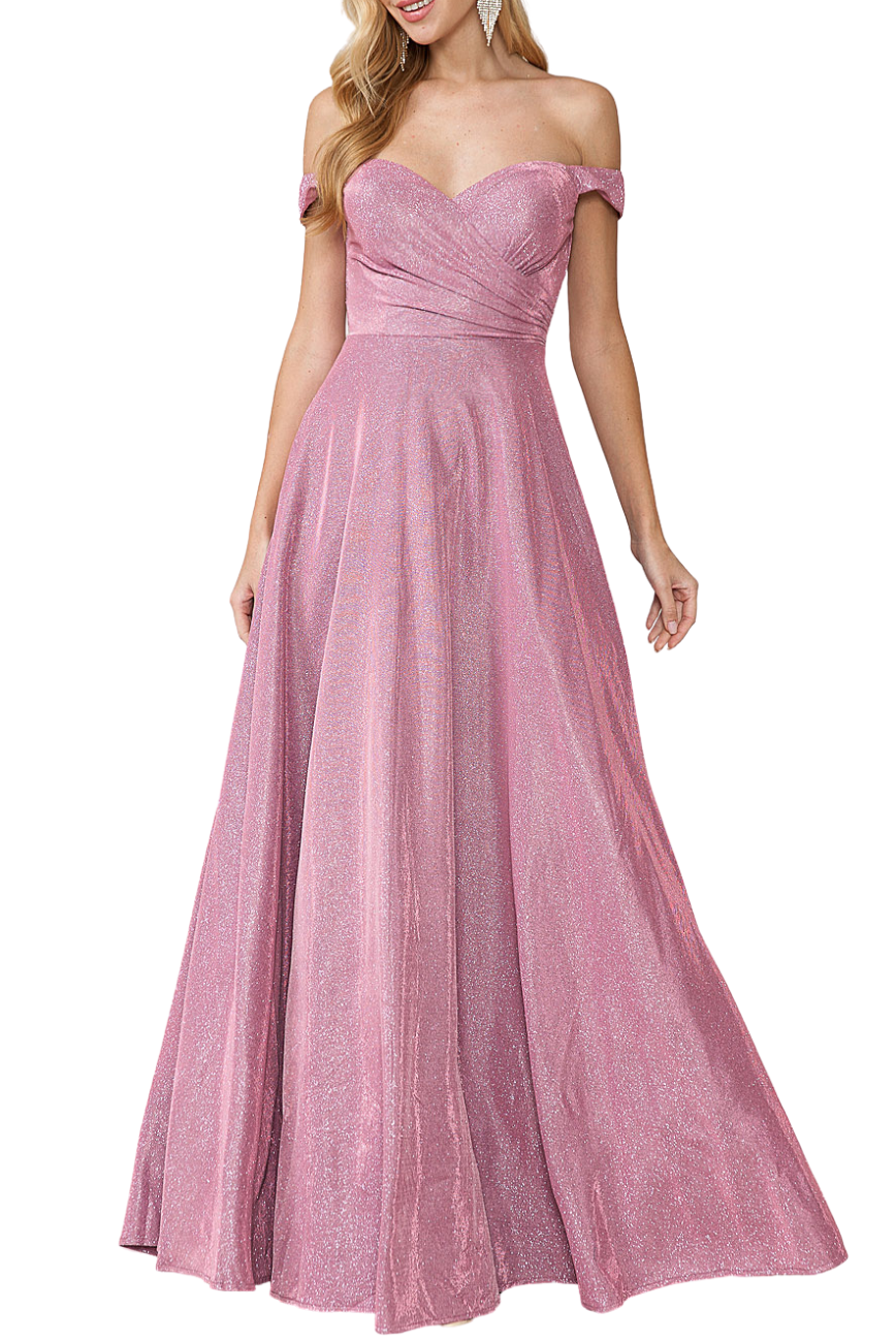 Off Shoulder Glitter Gown