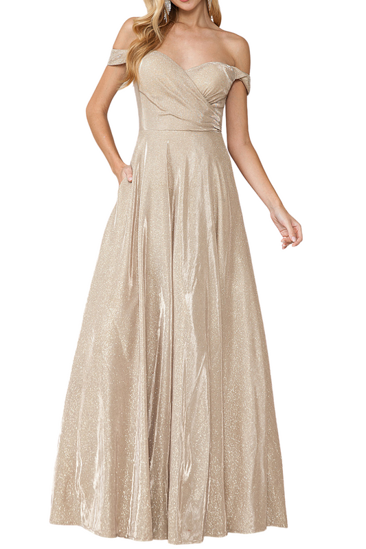 Off Shoulder Glitter Gown