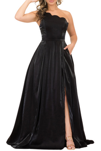 One Shoulder Scallop Gown