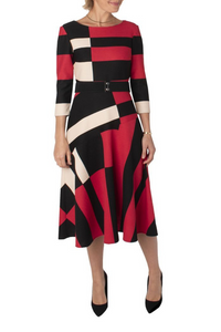 Abstract Belted Dress