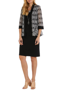 Geometric Print Jacket Dress Set
