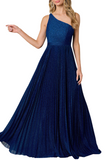 One Shoulder Pleated Gown