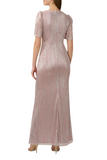 Metallic Faux Wrap Gown