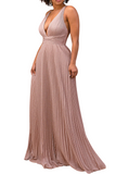 Pleated Glitter Gown
