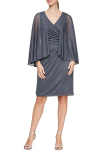Side Ruched Cape Dress