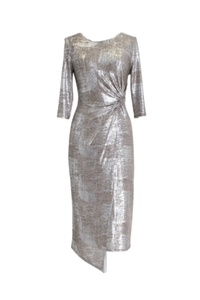 Ruched Metallic Midi Dress