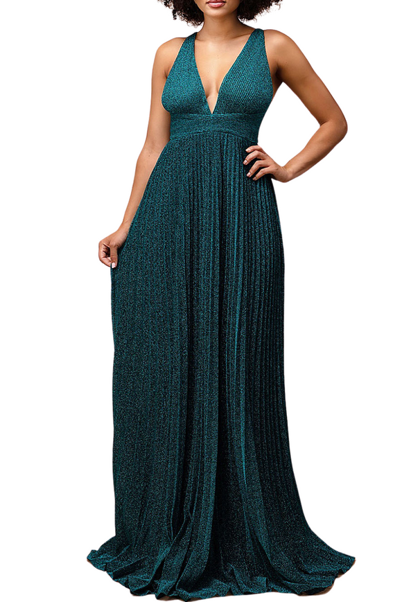 Pleated Glitter Gown