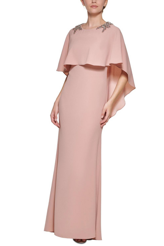 Embellished Capelet Gown