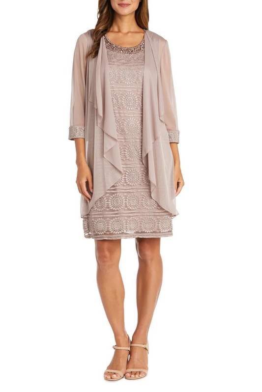 Floral Lace Sheath Dress with Jacket