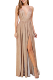 Deep V Neck Strappy Gown