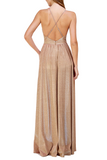 Deep V Neck Strappy Gown