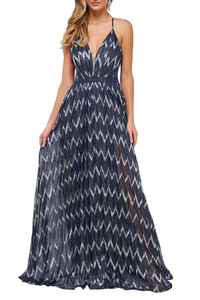 Chevron Pleated Gown