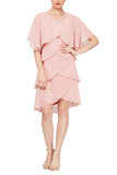Tulip Tiered Dress With Cape Jacket