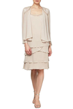 Scoop Neck Tiered Dress With Jacket