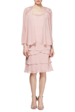 Scoop Neck Tiered Dress With Jacket