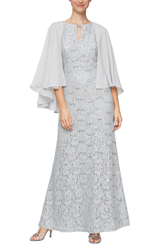 Cape Sleeve Lace Gown