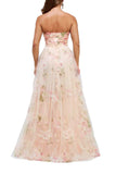 Strapless Floral Tulle Gown